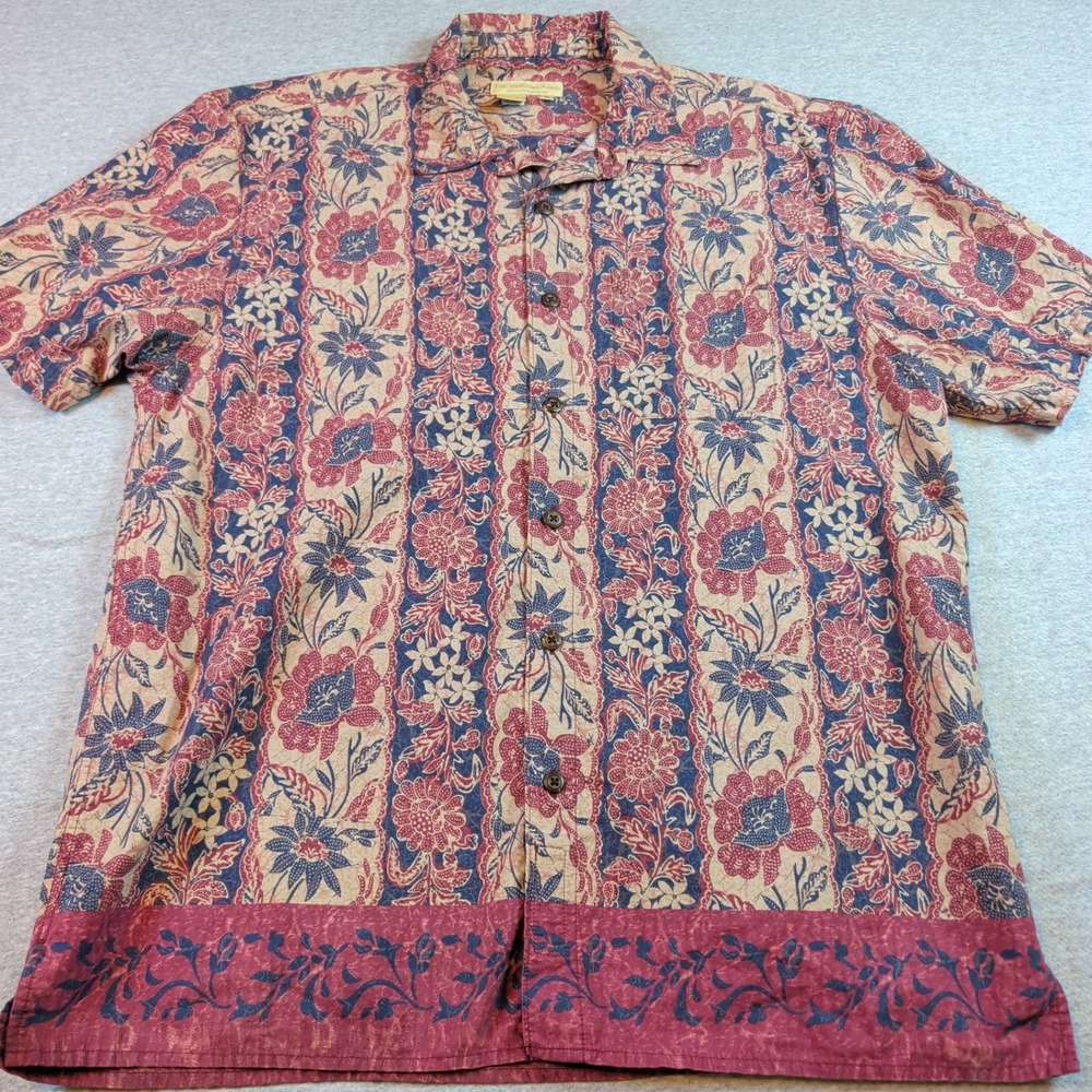 The Territory Ahead Mens XL Batik Floral Cotton Short Sleeve Button Down Shirt